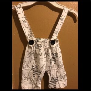 White & Black Reindeer Shortalls- Infants